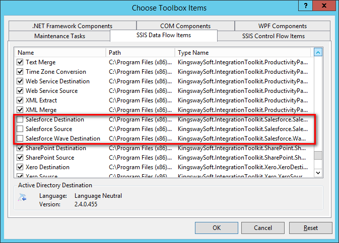 Add SSIS data flow components